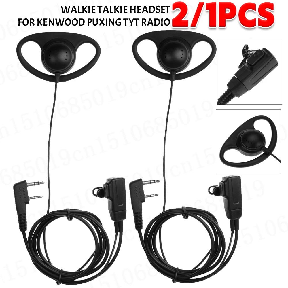 2 Pin Earphone Earpiece Headphone with MIC PTT Earpiece Headset for Baofeng Kenwood Puxing TYT Radio Accessories