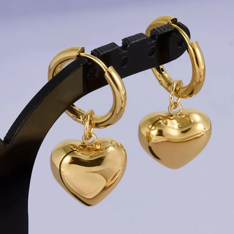Echt vergoldet Mode Kpop Piercing Schmuck Mädchen Schleife Blume Herz Anhänger Ohrring Edelstahl Creolen für Frauen – Detail 22