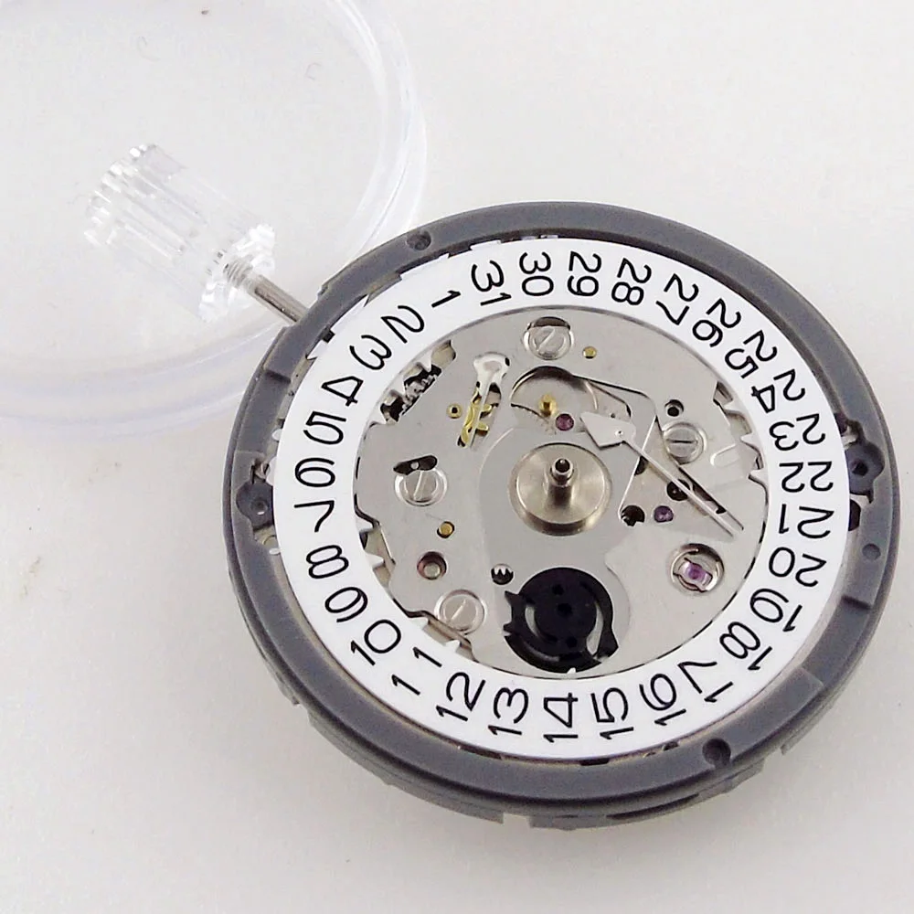 New Replacement Left Hand 24 JEWELS Mechanical NH35A Watch Movement White Date High Accuracy Winding Stem