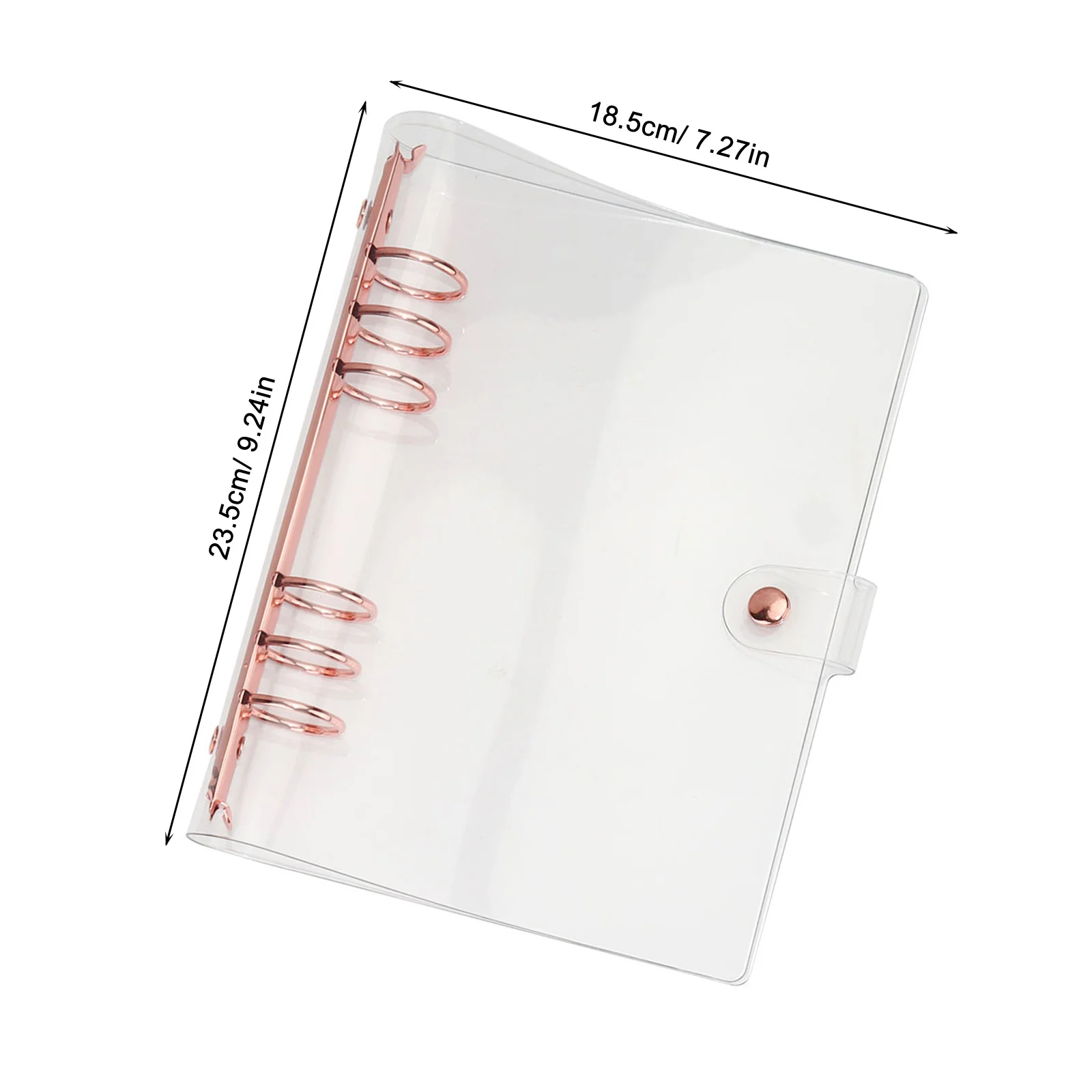 A5 6-Rings PVC Notebook Cover Transparent Loose-Leaf Binder Protector Lightweight Wear-Resistant Case for Student Office Travel