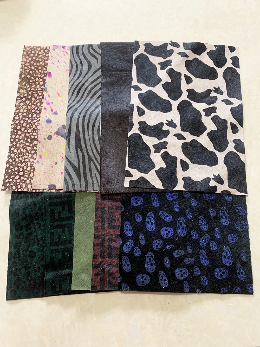 Leather Color Matching Handmade Cut Horse Fur and Cow Leather Handmade, DIY, New, 20x30cm