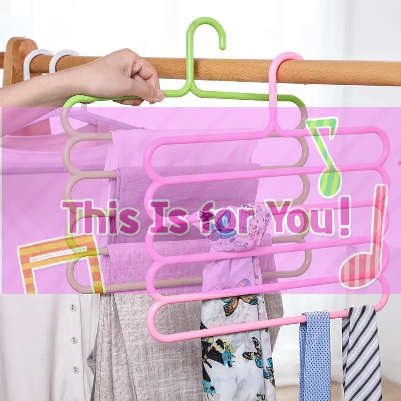 【HMA】Multi Layer 5-Tier Pants Hanger Space Saving Slip Resistant Adjustable Design For Household Storage