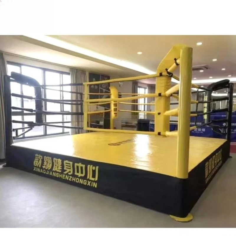 Boxing Ring Custom Size Logo Printed Raised Training Square Heavy Gauge Steel Gym Ring Elevated Type