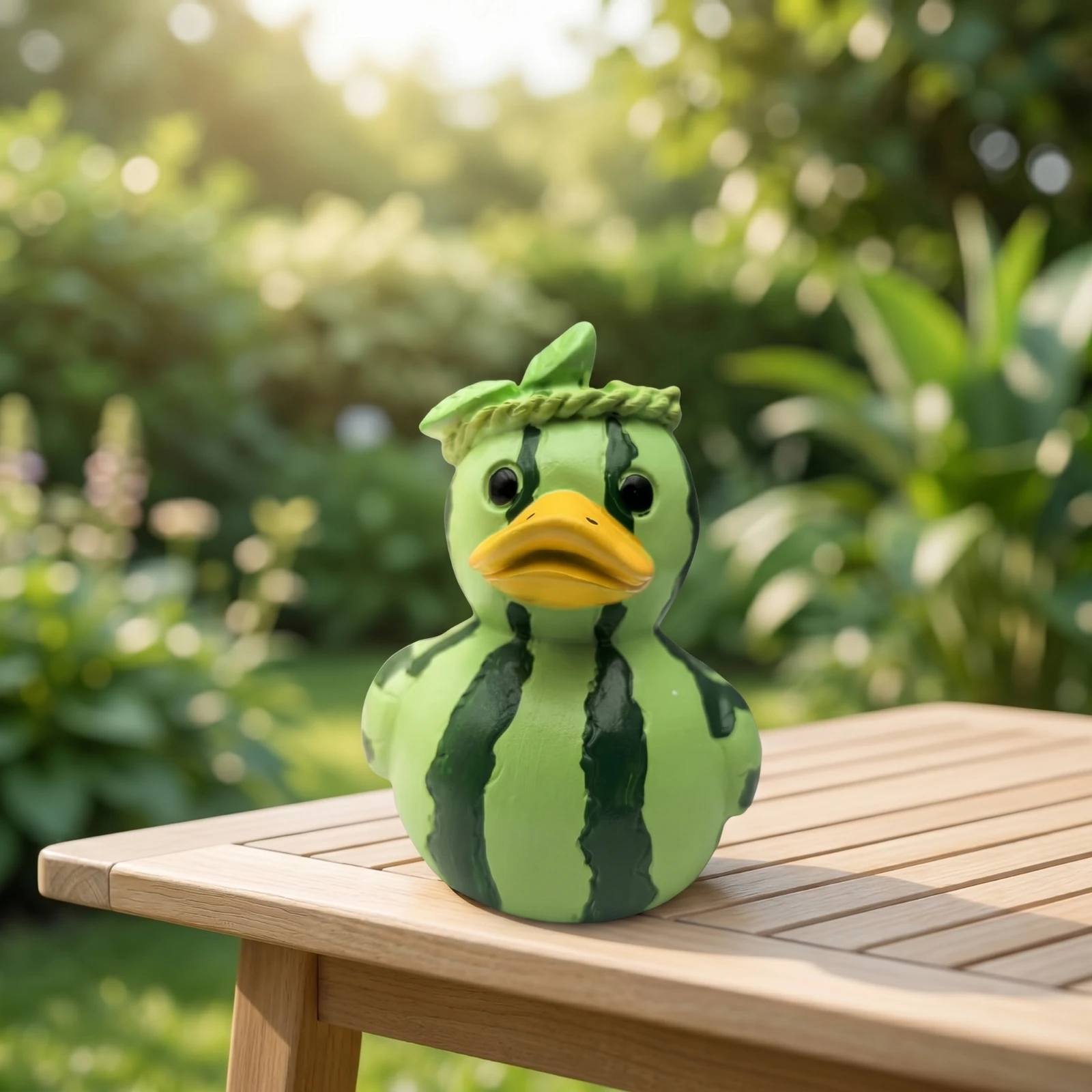 Duck Figurine with Fruit Pattern Decorative Tabletop Duck Ornament Shelf Decoration Playful Figurines Eye-Catching