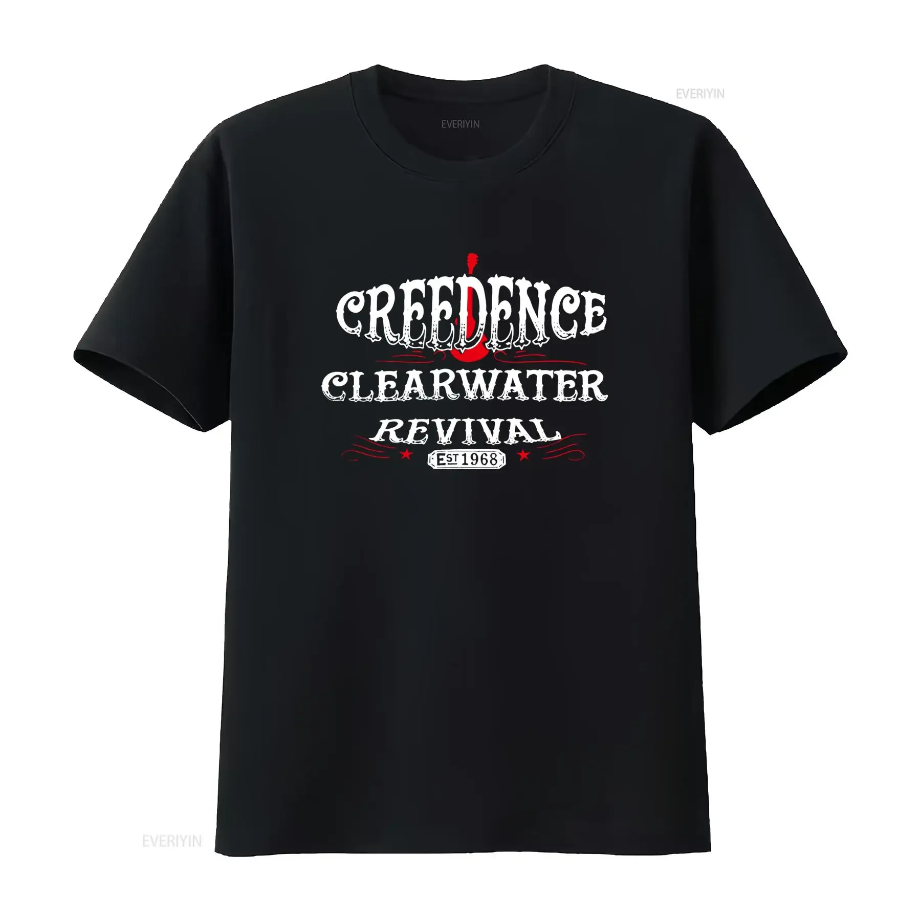 Vintage 1968 Creedence Clearwater Revival Rock Band Print Casual T Shirt vintage Washed designer clothes Soft homme Stretched