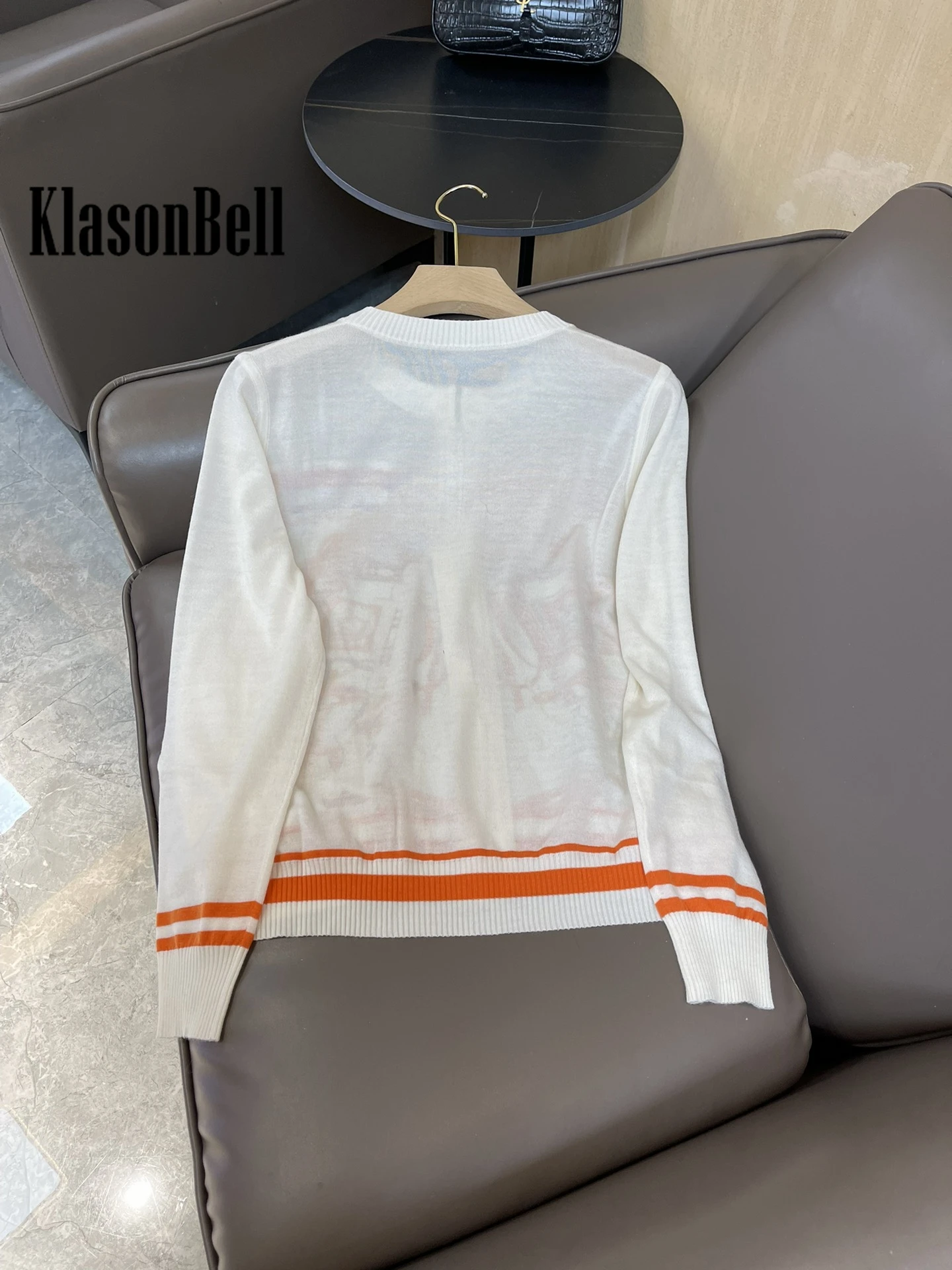 9.26 KlasonBell Vintage Silk Art Pattern Print Spliced Zipper Thin Knitted Cardigan Women