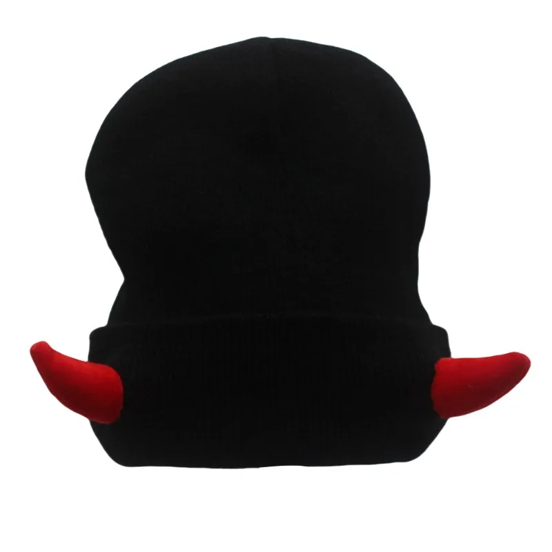 Devil Horn Hat Autumn and Winter Warm Knitted Wool Hat Halloween Horn Bald Hat Funny Hip Hop Essentials Beanie Chapeus Hats Caps