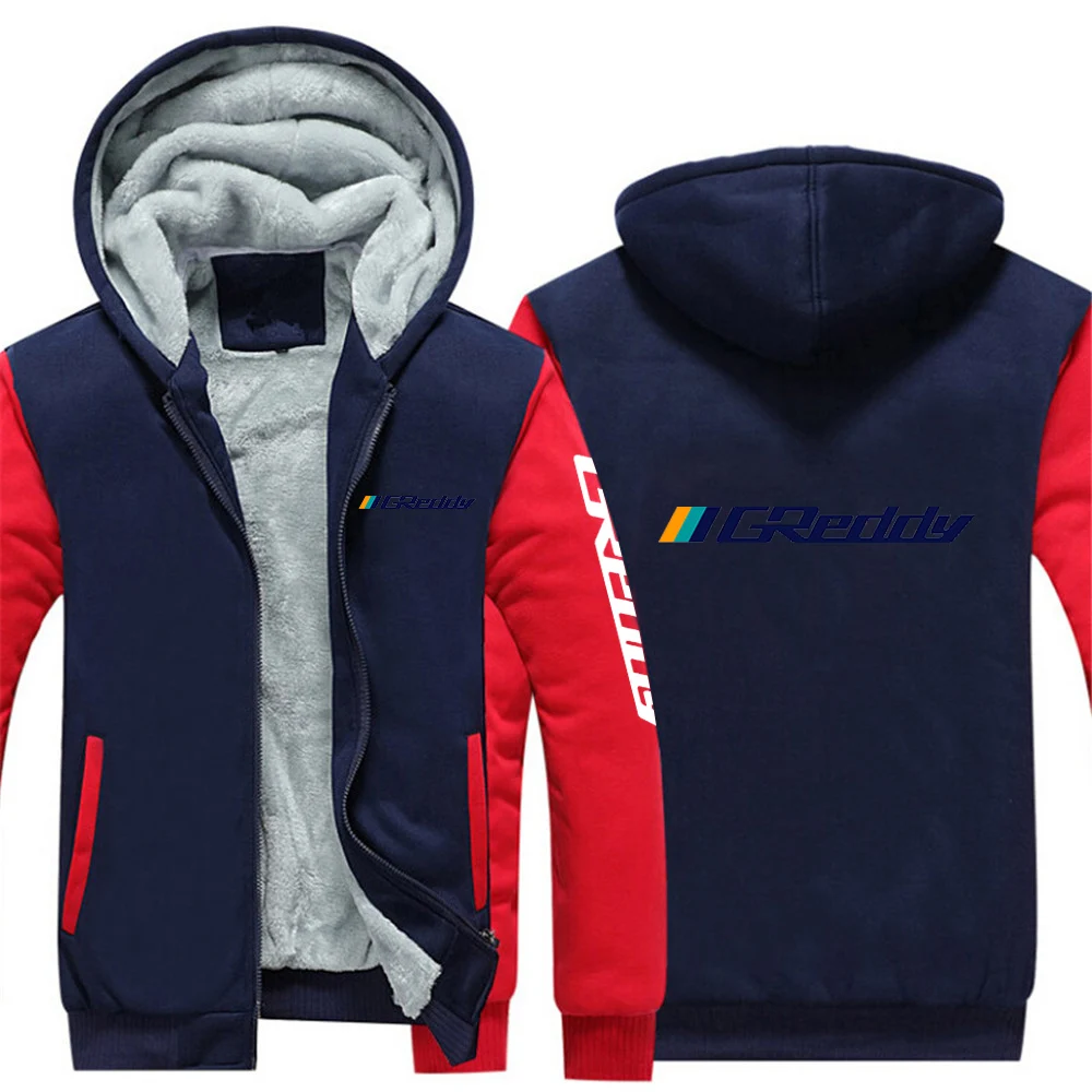 GReddy Turbo Systems 2024 New Men's Zipper Hoodies Autumn Winter Warm Zipper Jackets Printed Sweatshirts Thick Sweatshirt Tops