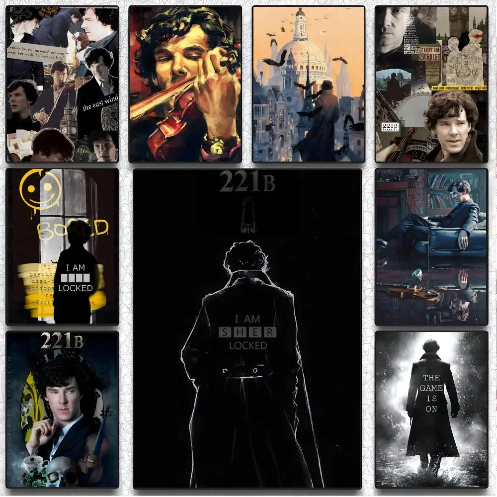 novel detective S-Sherlock Holmes Poster Artistic Instant Peel-Off Wall Decor Atmosphere Setter for Bedside & Shared Room