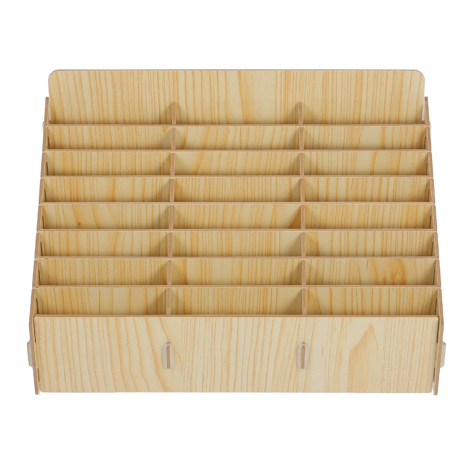 

Wooden Phone Storage Box Khaki Smooth MultiGrid Organizer For Classroom Meeting Room Desktop Cell Phone Holder Card Storage Box