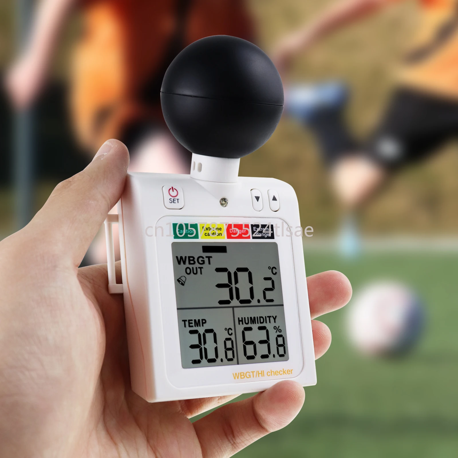 

Heat Index Checker Wet Bulb Globe Temperature Heat Stress Meter 2-in-1 WBGT + HI with Level Indicator Audible Alarm