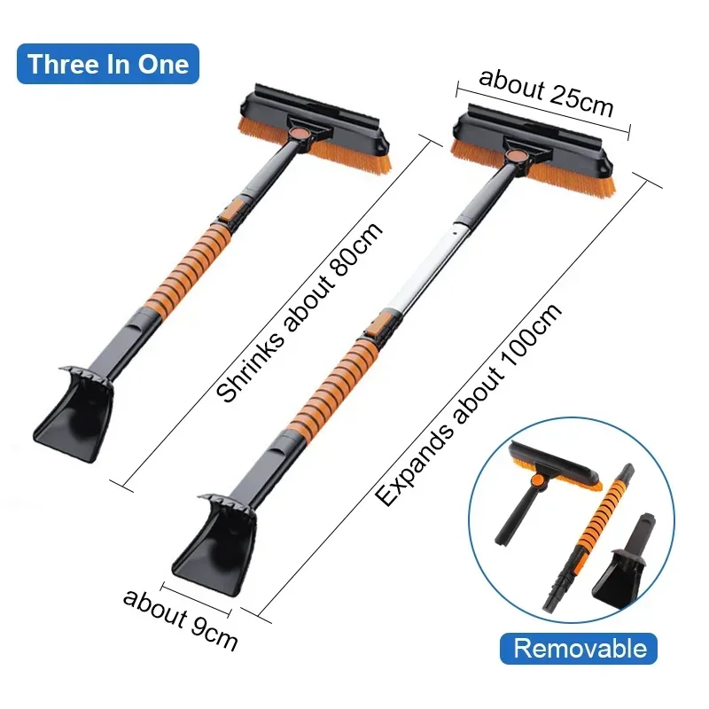 3 in 1/5 in 1 Car Ice Removing Brush Shovel Retractable Winter Snow Shovel Ice Removal Scraper Auto Cleaning Tool Accessories