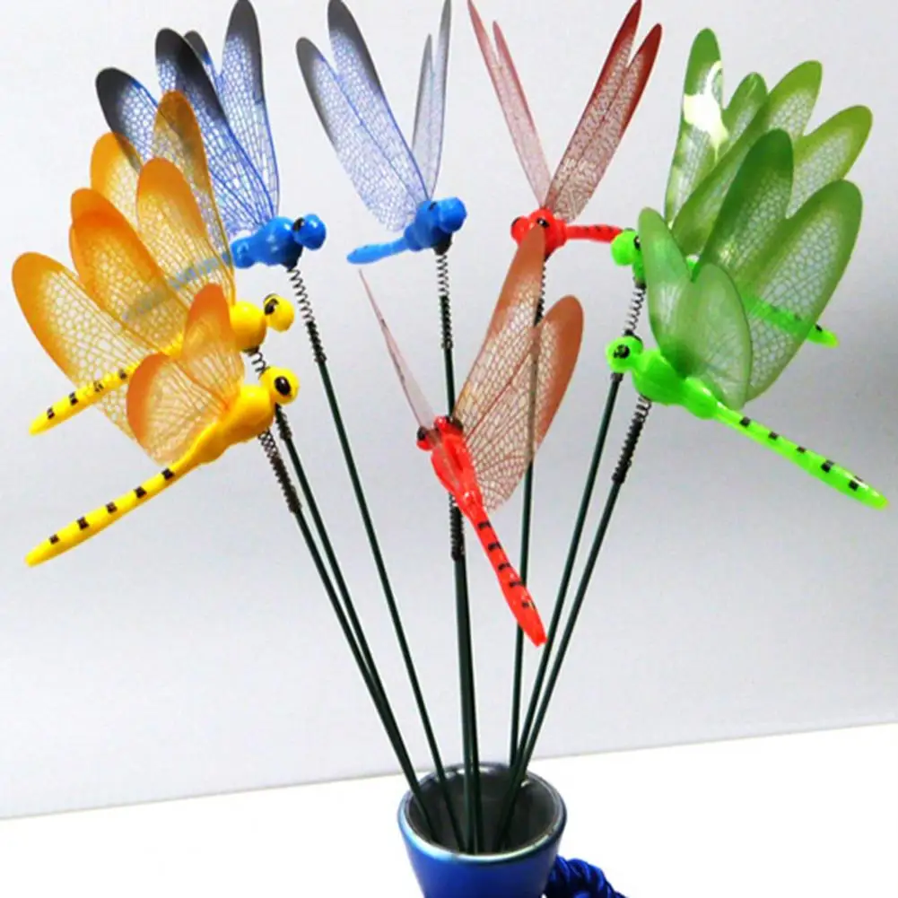 6 Pcs 3D Dragonfly Garden Stakes Waterproof Artificial Dragonflies Decorative Ornaments For Patio Flower Beds Potted Plants