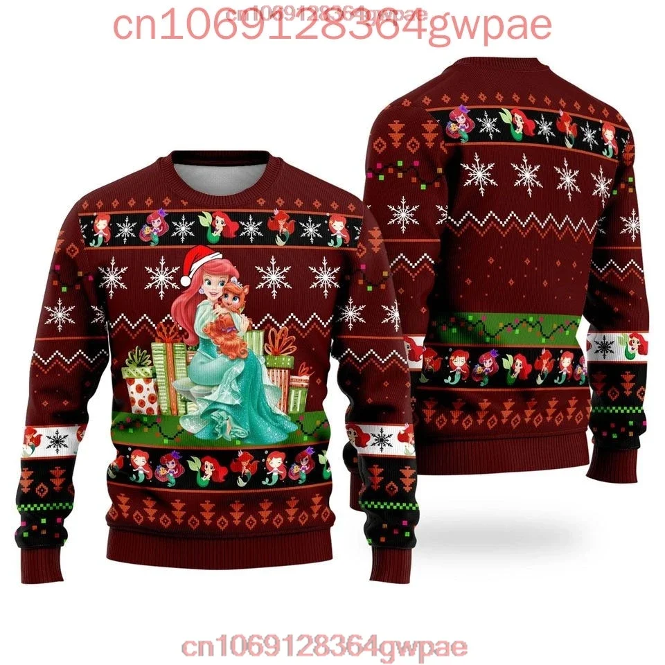 The Little Mermaid Ariel Christmas Sweater Men's Women's 3d Print Ugly Sweater Disney Casual Sweatshirt Ugly Christmas Sweater