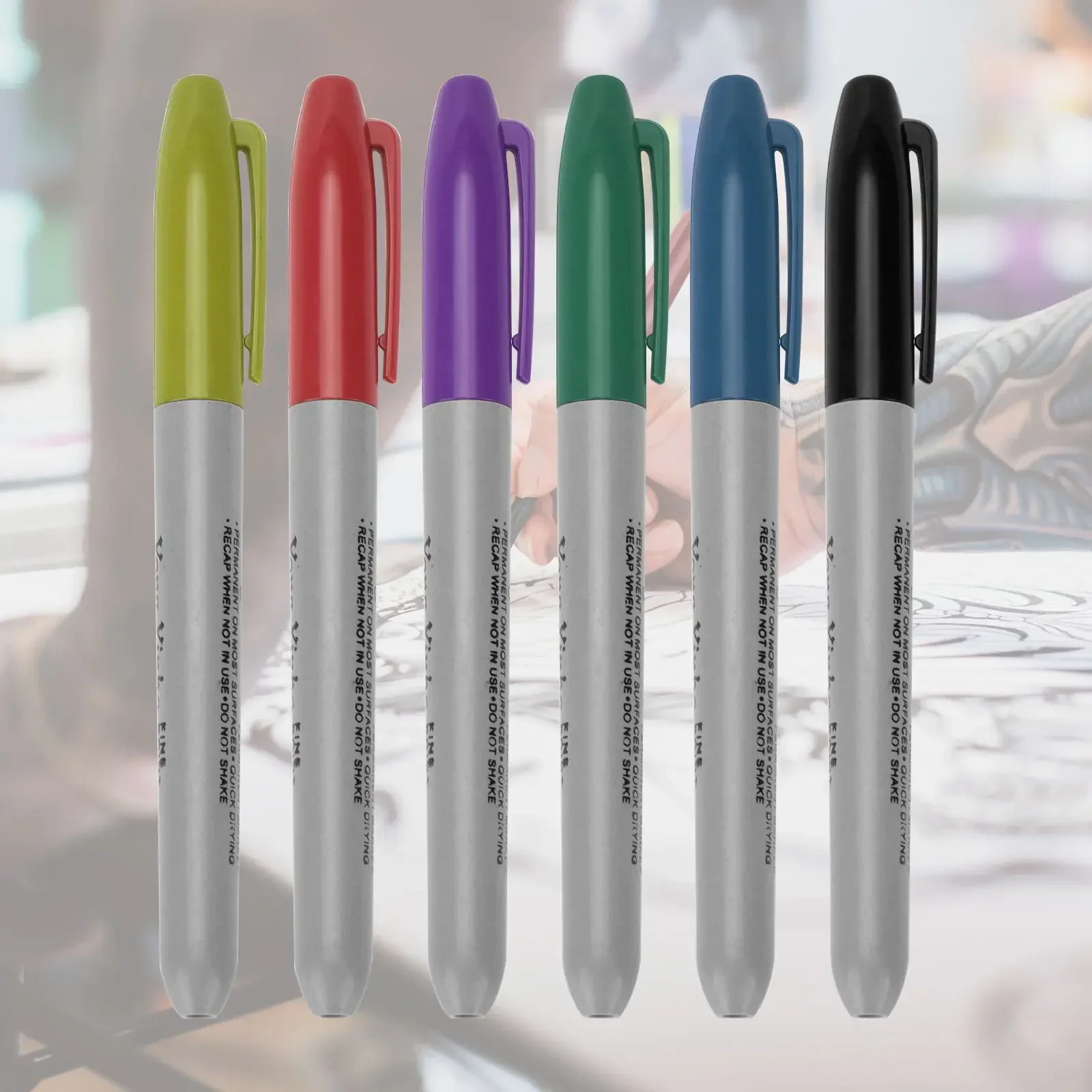 6 Colors Erasable Skin Marker Pen Tattoo Sketch Transfer for Body Art Makeup Accessories Office Study Supply 6pcs