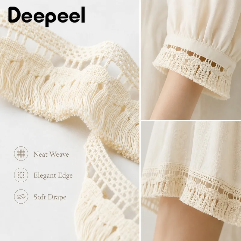 2/5Yards 35mm Pom Trim Cotton Stage Costume Fringe Performance Wear Tassel Lace Dance Edge Beaded Ribbon DIY Sewing Accessories