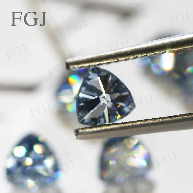 100%Real Lab Gemstone Moissanite Diamond Trillion Shape Vivid Blue Brilliant Cut Loose Beads Jewelry Making With GRA Charms Diy