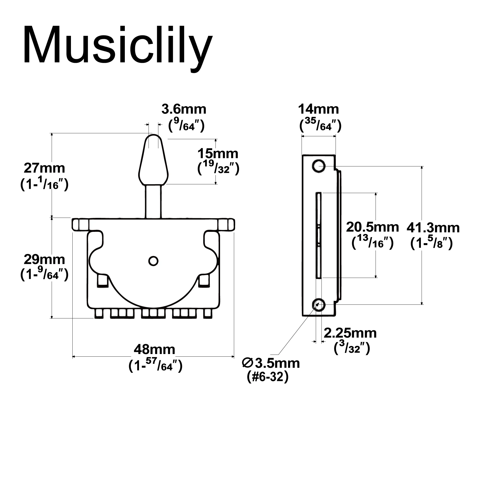 Musiclily Pro 3-Way/5-Way Pickup Selector Blade Switch for Imported Fender Tele Style/ST Style Electric Guitar