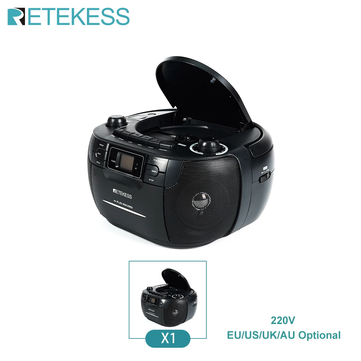 Retekess TR621 AM/FM Radio Cassettepeler Met CD-speler Opnamefunctie Ondersteunt USB/TF-kaart + Afstandsbediening - afbeelding 1