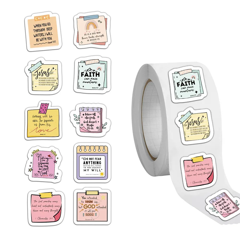 500PCS Bible Notes Roll Stickers Creative and Exquisite Handbooks Materials for Phone Cases Laptops Suitcases Waterproof Sticker