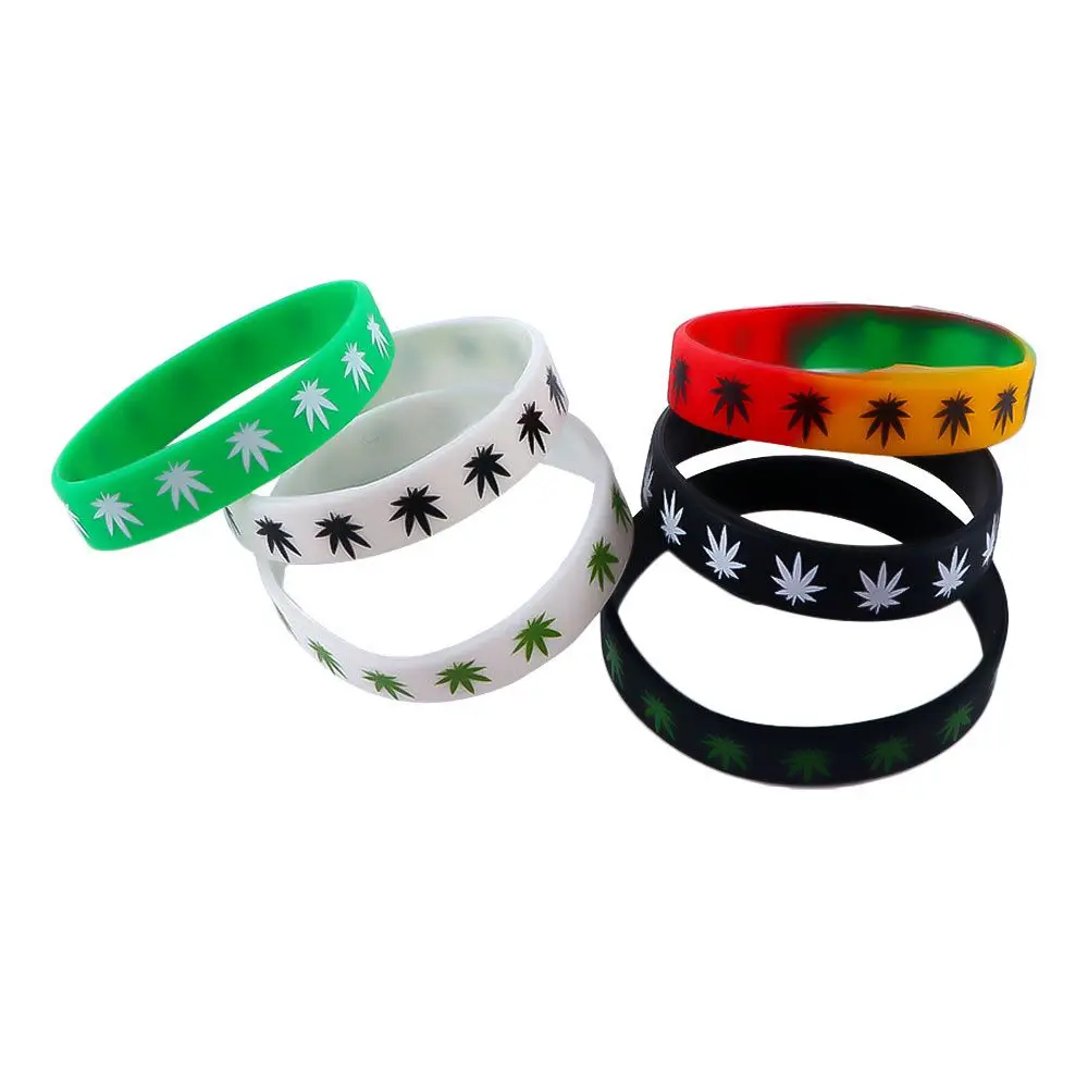 Punk Women Girl Silicone Waterproof Sports Wristband Maple Leaves Maple Leaf Bracelet Wristband Silicone Bracelet Bangle