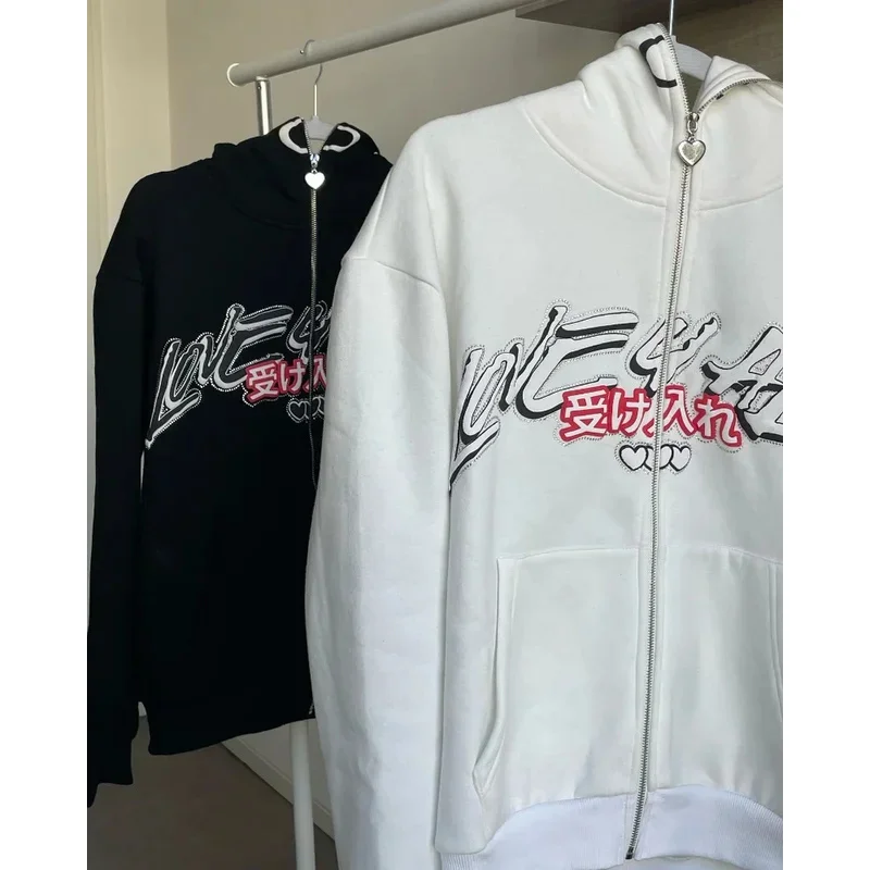 Felpa con cappuccio con zip INS Y2K Kawaii Harajuku stampa streetwear abbigliamento da donna da uomo felpa con cappuccio oversize felpa moda casual top