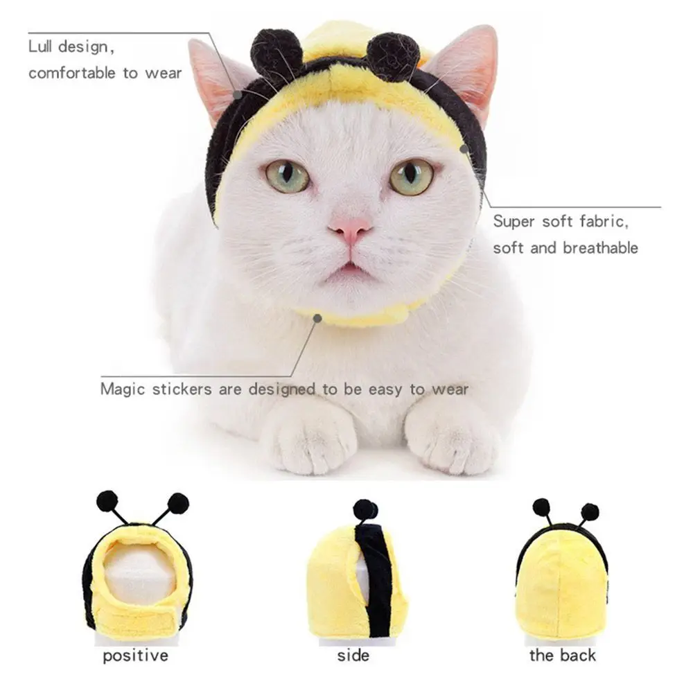 Cute Pet Headgear Cartoon Cat Dog Hat Headwear Cross-Dressing Party Costume Cosplay Warm Headdress Pet Supplies