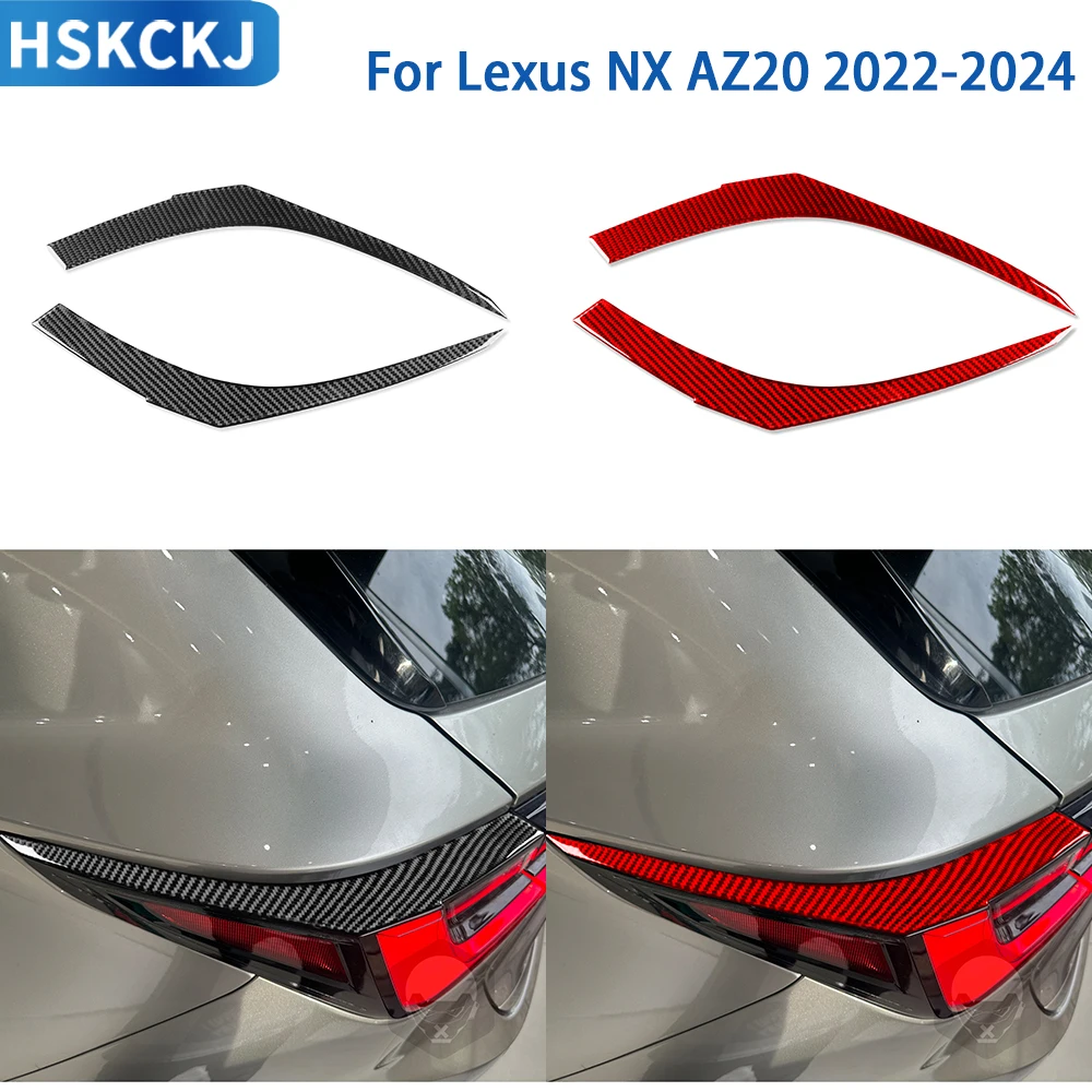 

For Lexus NX AZ20 2022-2024 Accessories Real Soft Carbon Fiber Car Rear Tail Light Eyebrow Cover Trim Sticker