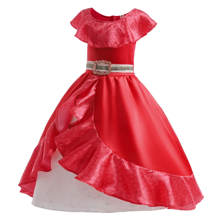 Girls Elena Classic Red Cosplay Princess Dress Kids Birthday Festival Carnival Party Costume Children Role Play Disguise Vestido