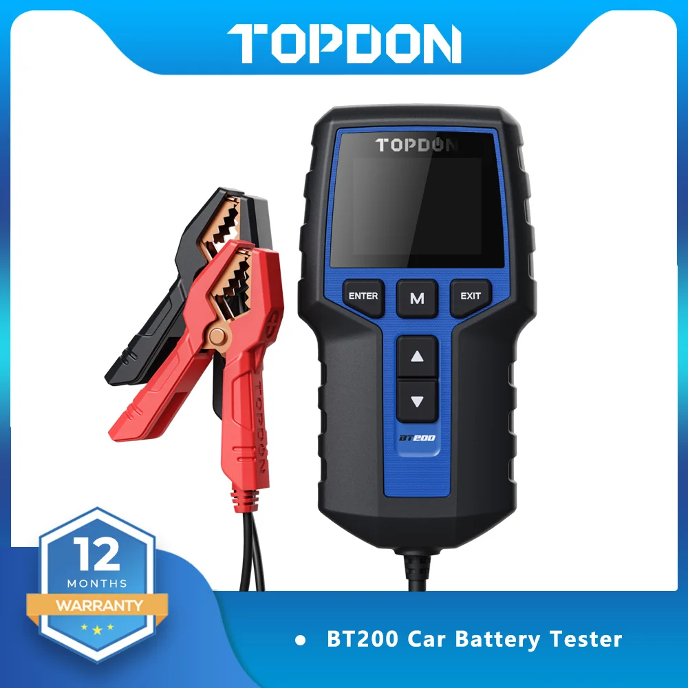 TOPDON BT200 Battery Tester 12V Car Digital Automotive Diagnostic Battery Tester Analyzer Vehicle Cranking Charging Scanner Tool