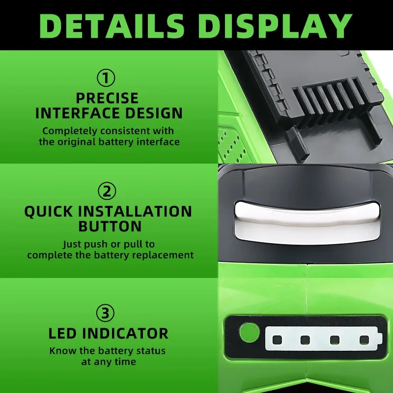 بطارية 40 فولت 6.0 أمبير في الساعة 29462 تحل محل Greenworks 29472 29282 أداة كهربائية بطارية قابلة للشحن يتم شحنها في المستودع المحلي