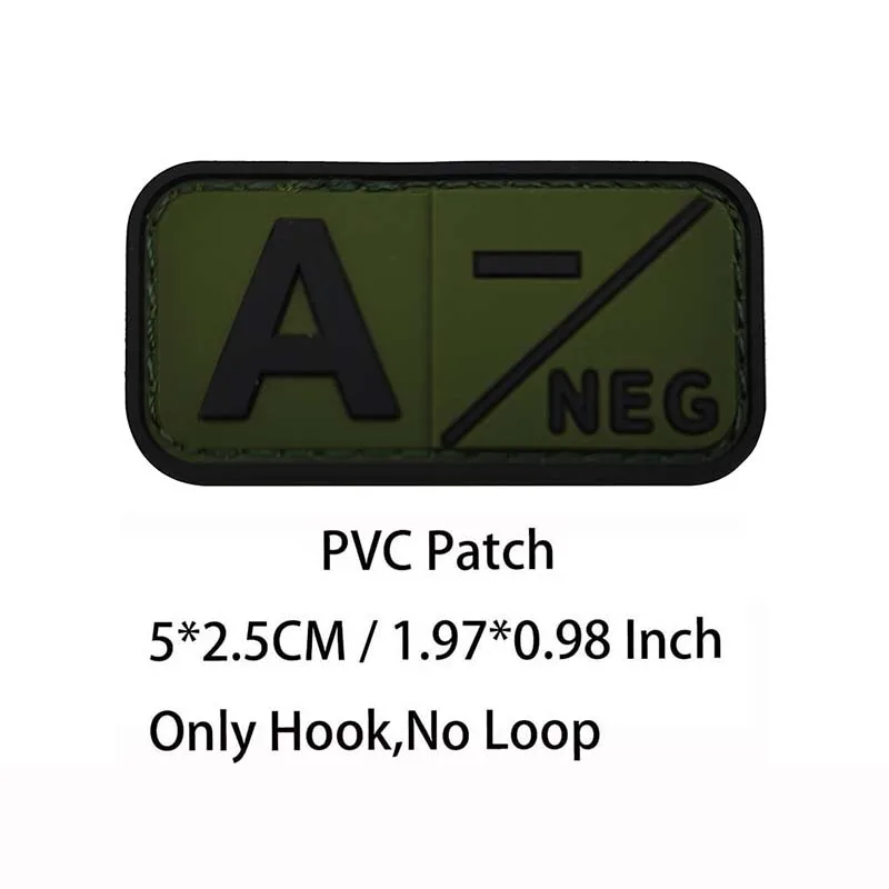 Kleiner Aufnäher mit Haken, PVC-Blutgruppe A B AB O POS NEG-Emblemen, Patches militärische taktische Abzeichen am Rucksack, Outdoor-Ausrüstung