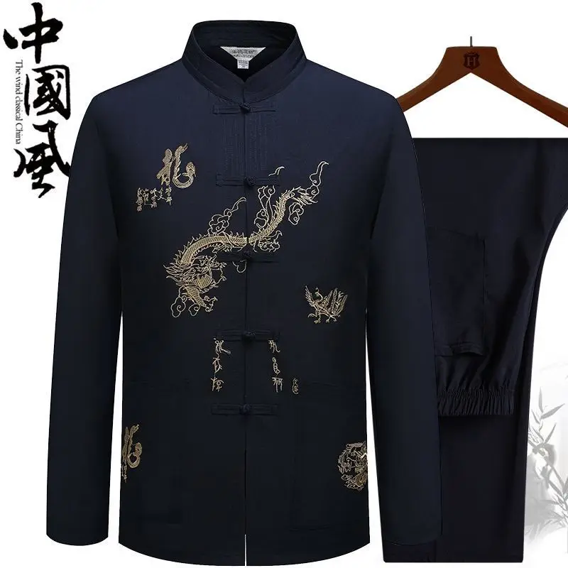 Traditional Kung Fu Tai Chi Cotton And Linen Tang Suit Uniform Men\'s Chinese Style Shirts Shirt And Blouses Jacket Clothing