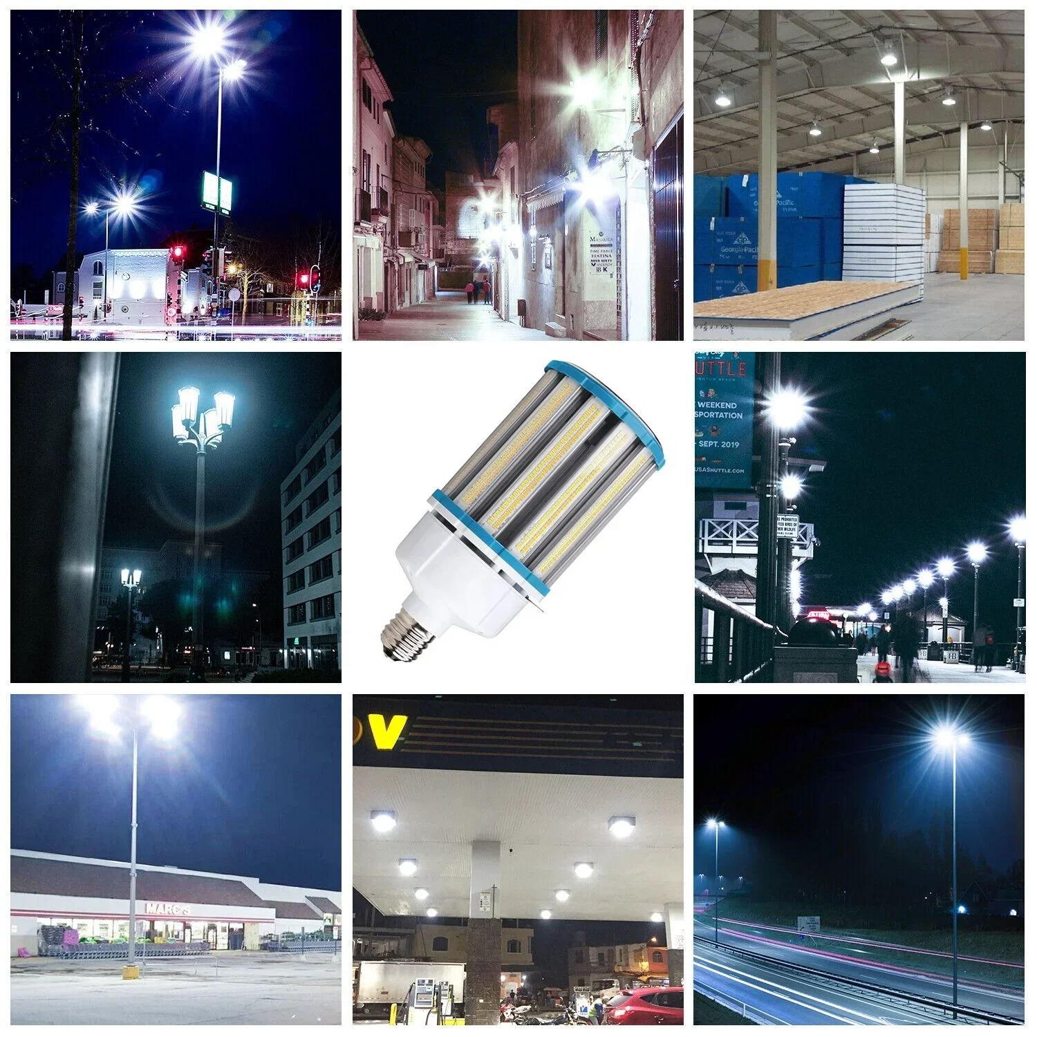 80W 100W 120W調光対応LEDコーン電球 E39口金 ガレージ/倉庫/屋外/街路/エリア照明 アルミ製LED電球