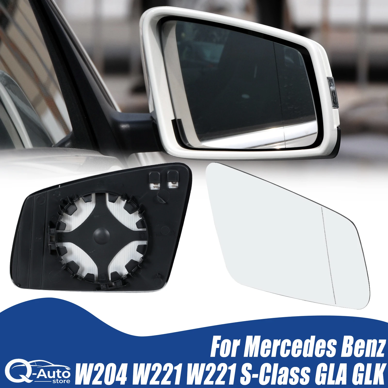 Car Side rearview mirror lens with heated outer concave mirror For Mercedes Benz W204 W221 W221 S-Class GLA GLK Accessories