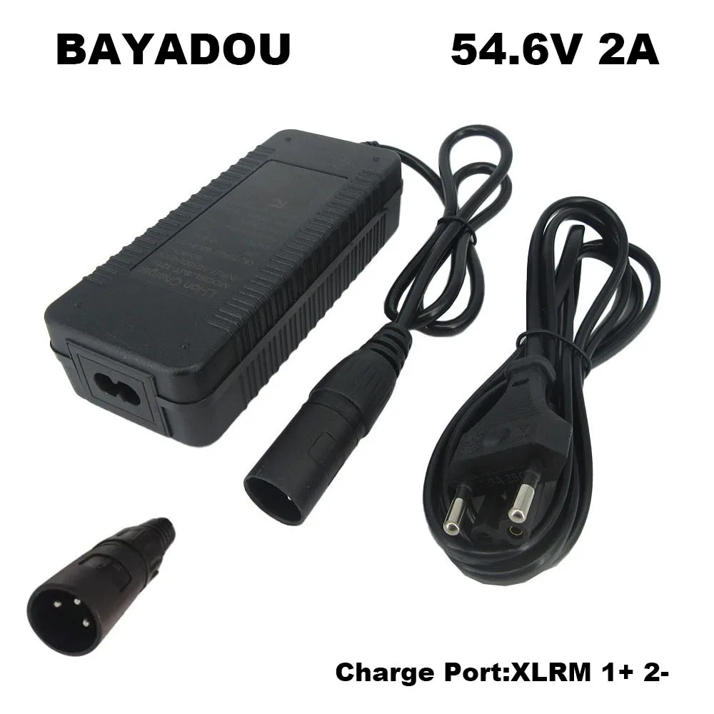 

48V 54.6V 2A Lithium Charger For 48 Volt 13S Li ion Battery Adapter 48V2A GX16 XLR DC Connector