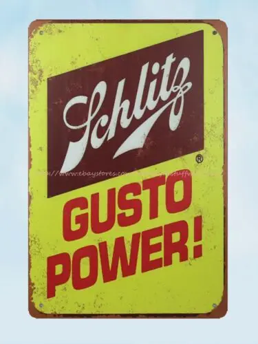 bedroom decorating themes Schlitz Beer Gusto Power metal tin sign