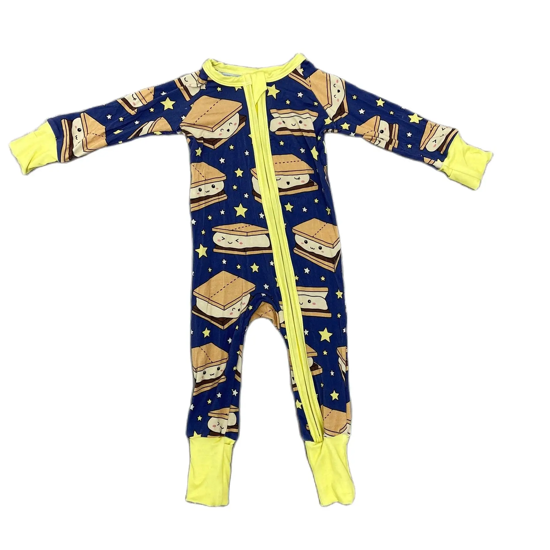 3-6M Ins Infant Boys Bodysuit Spring Autumn Zipper Bamboo Fiber Long Sleeve Baby Boys Romper Newborn Boys Jumpsuit