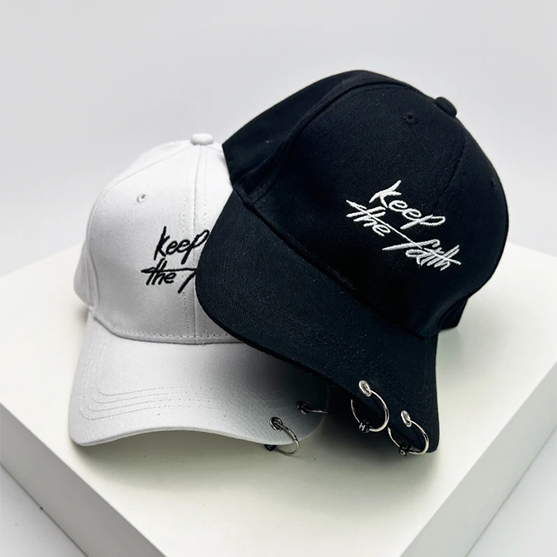 Chapéus de beisebol bordados para homens e mulheres, anéis e correntes de ferro, sombrinha respirável, bonés snapback, hip hop, versátil, moda