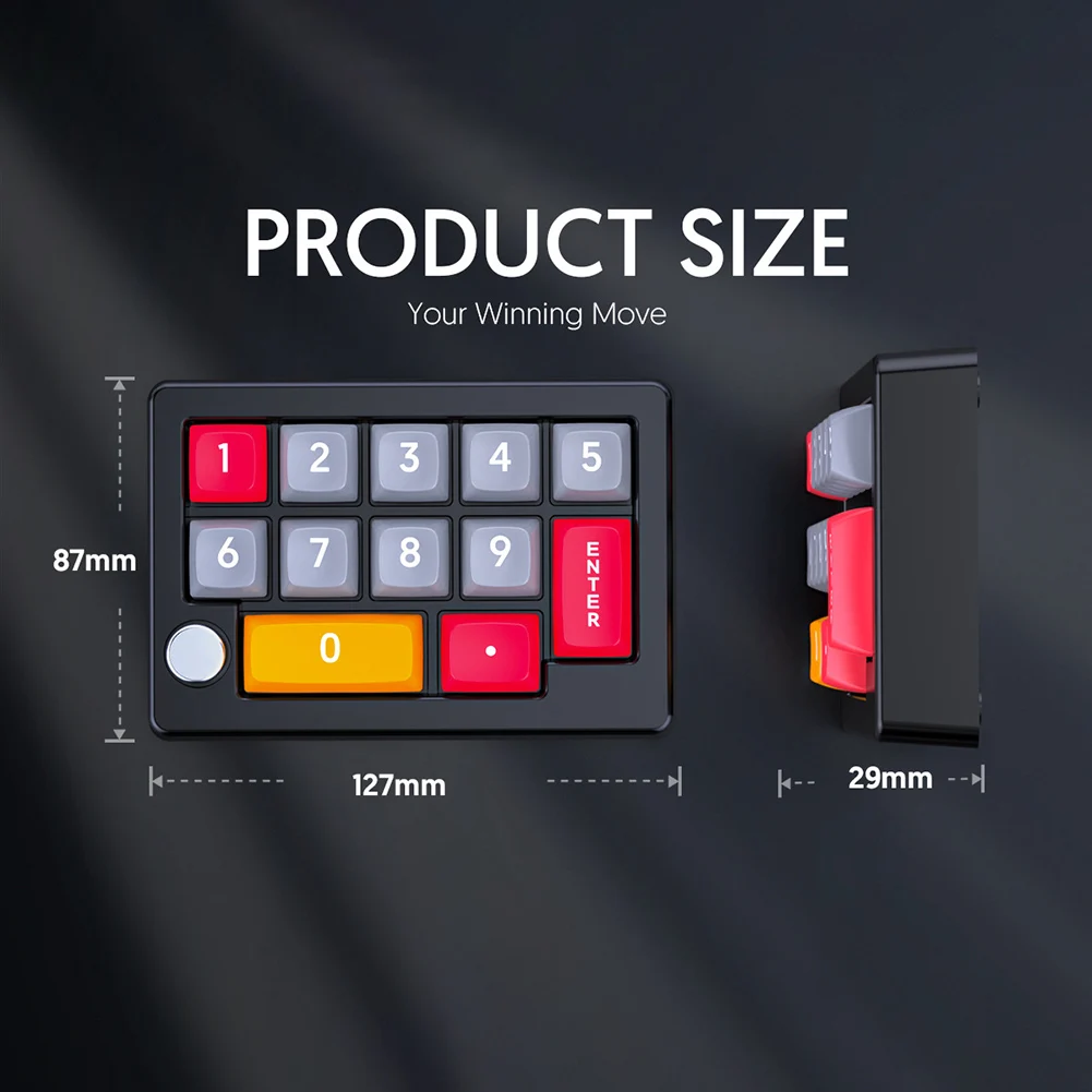 Teclado de programação programável macro com fio de 13 teclas, teclado mecânico para jogos totalmente permutável, 12 efeitos de iluminação RGB