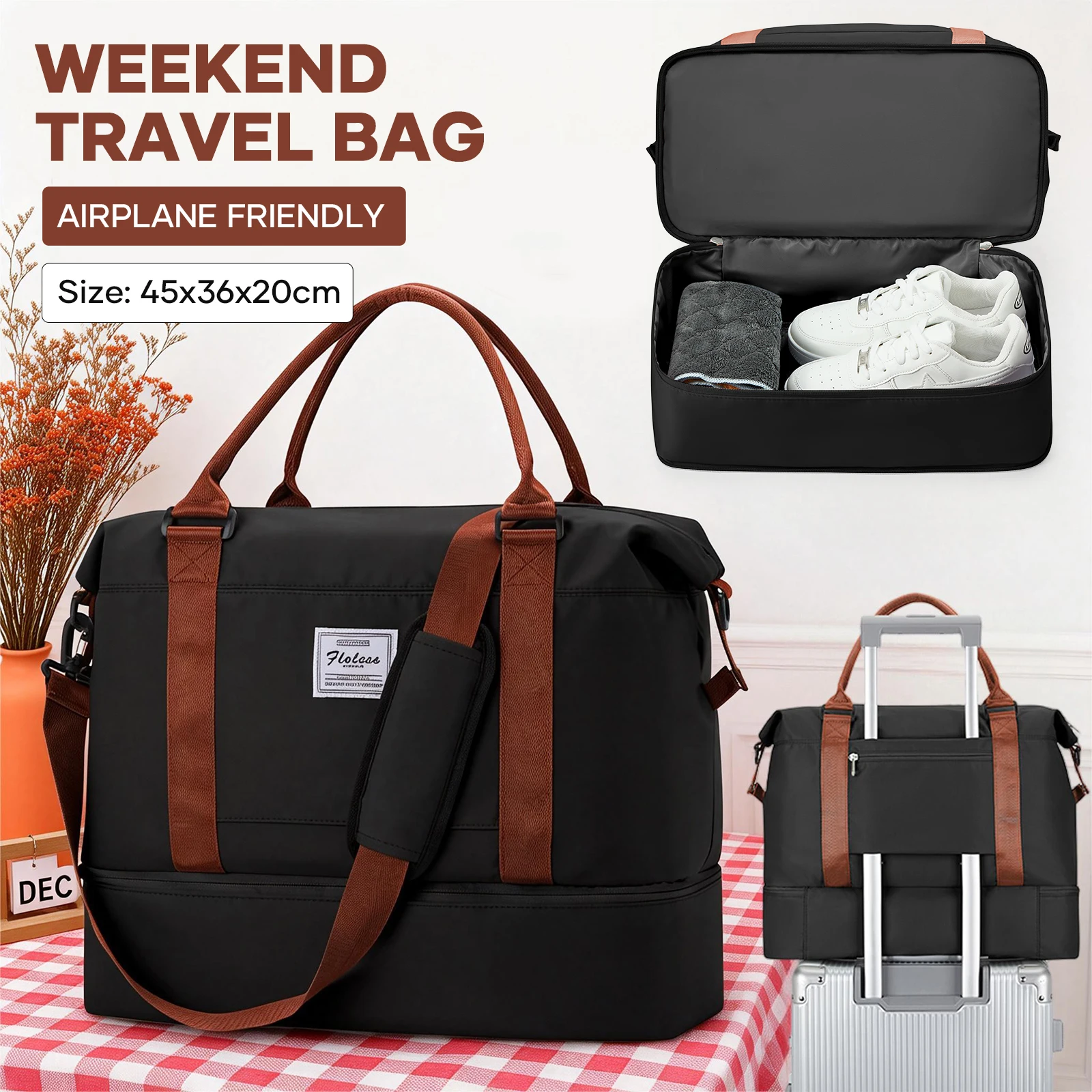 

Сумка для ручной клади, одобренная EasyJet, 45x36x20 см, женская дорожная сумка, подходит для путешествий на 2-3 дня, дорожная сумка-даффл для поездок на выходные.