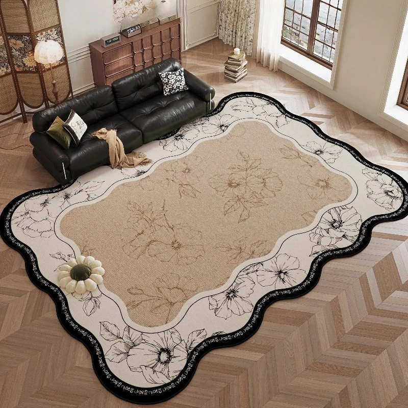 Modern Aesthetic Living Room Carpet Creative Wavy Edge Bedroom Rug Fashion Light Luxury Home Decoration Coffee Table Sofa Mat 러그