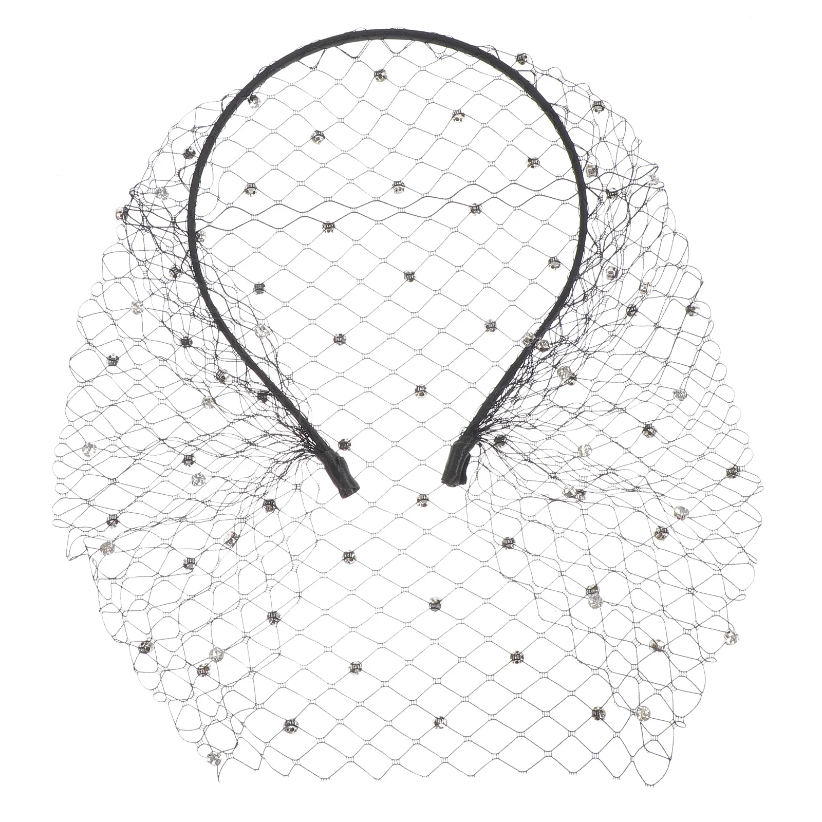 

1Pcs Rhinestone Veil Headdress Bridal Hair Band Elegant Wedding Party Veil Hair Band Women Headwear Mesh Headdress