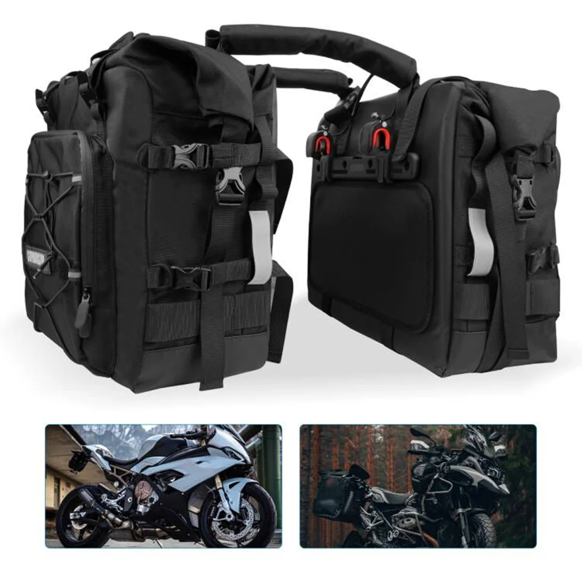 Motorcycle Saddle Bag Waterproof 20L Side Pannier Bag For BMW R1200GS F850GS ADV Suzuki Travel Storage Bag Hard Rack Bag Luggage image 4