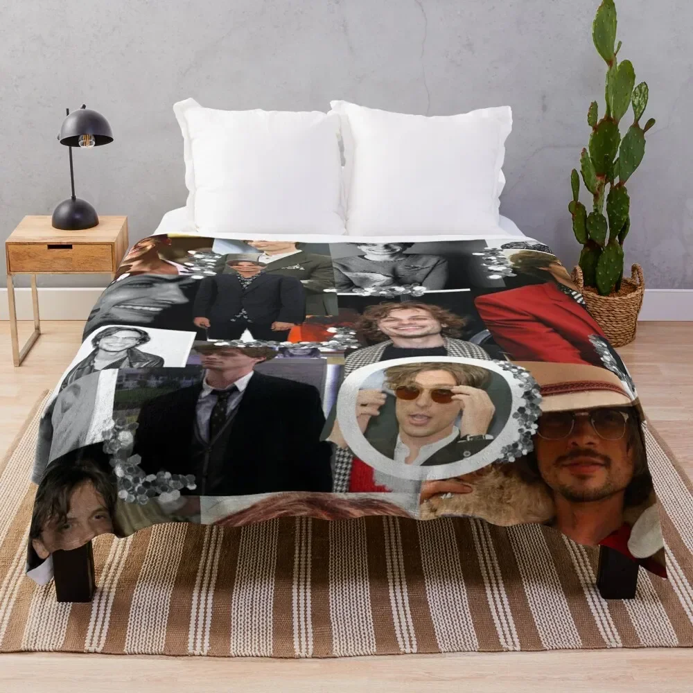 Matthew Gray Gubler Collage Throw Blanket Flannels Plaid Picnic Blankets