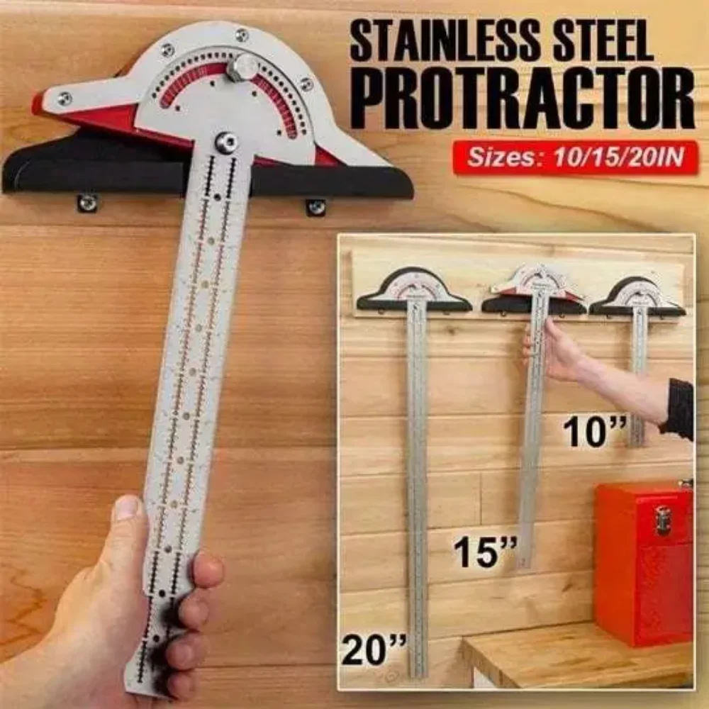 Woodworking Edge Measuring Ruler Stainless Steel Protractor T-square Woodworking Edge Ruler Adjustable Angle Measuring Tool