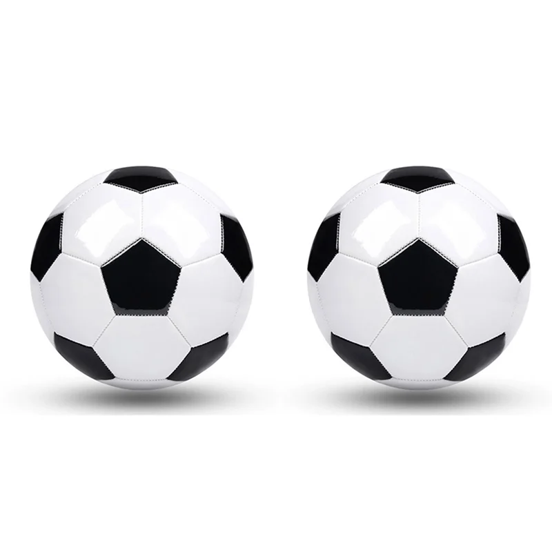A29Z-2Pcs ขนาด 5 ลูกฟุตบอลฝึกซ้อมมืออาชีพ PVC หนังสีดำสีขาวฟุตบอลฟุตบอล