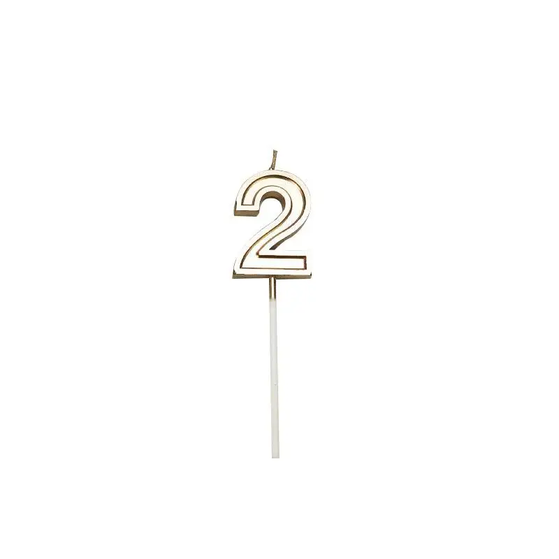 Champagne Gold Candle Three-dimensional Number Candles Creative Birthday Cake Decor Candles Smokeless Candle