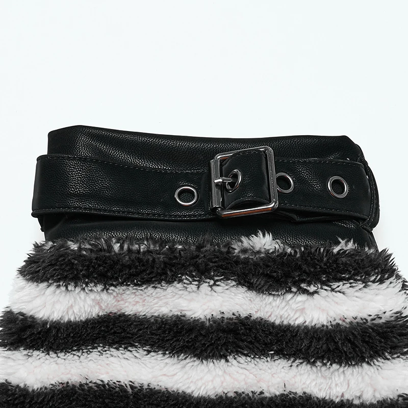 PUNK RAVE Scaldamuscoli visivi di bellezza artistica a righe bianche e nere da donna Accessori per ginocchia con maniche svasate
