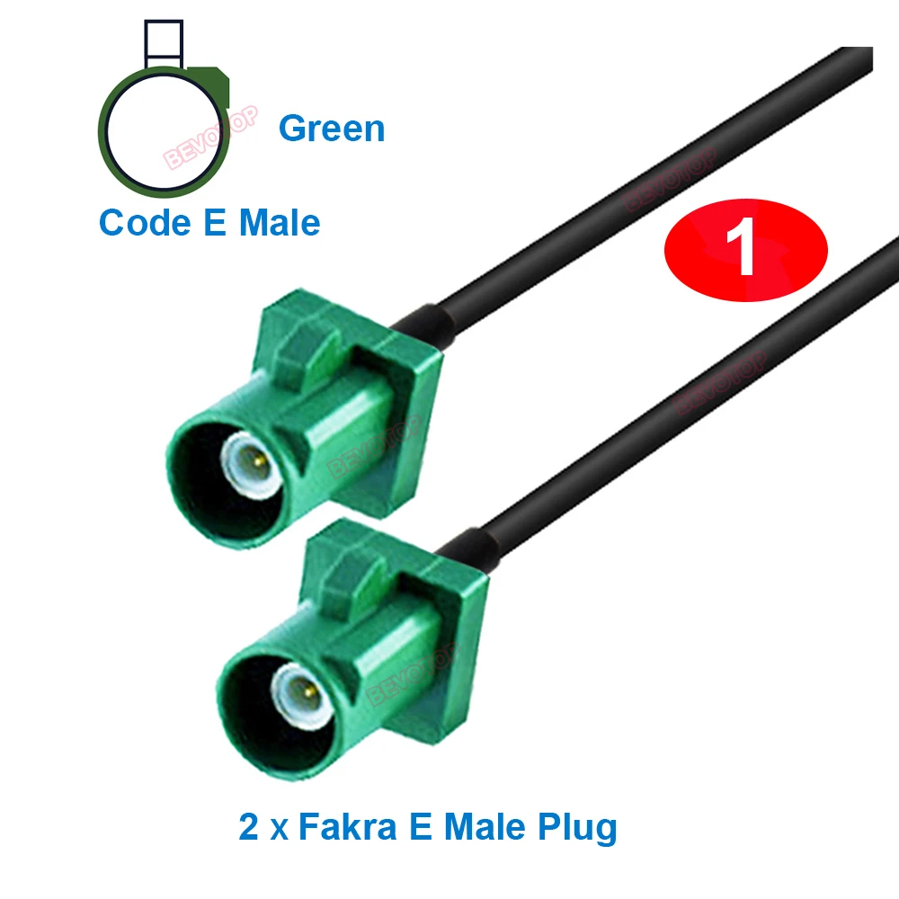 1Pcs BEVOTOP RAL6002 Fakra E Connector Fakra E Male/Female RG174 Cable for TV SDARS Audio Video Antenna Extension Pigtail Jumper